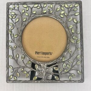 Pier 1 Imports bejeweled tree silver frame-circle opening -4”-EUC